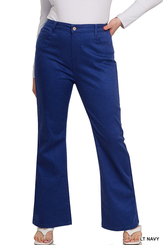 Zenana Plus Size High-Rise Bootcut Color Denim Pants