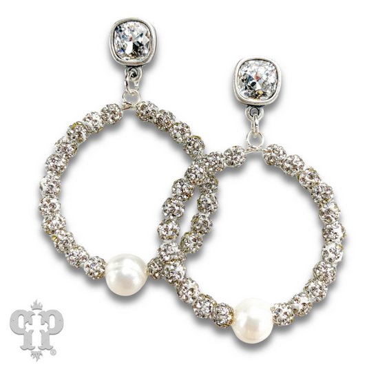 Pave rhinestone bead earring, Austrian crystal