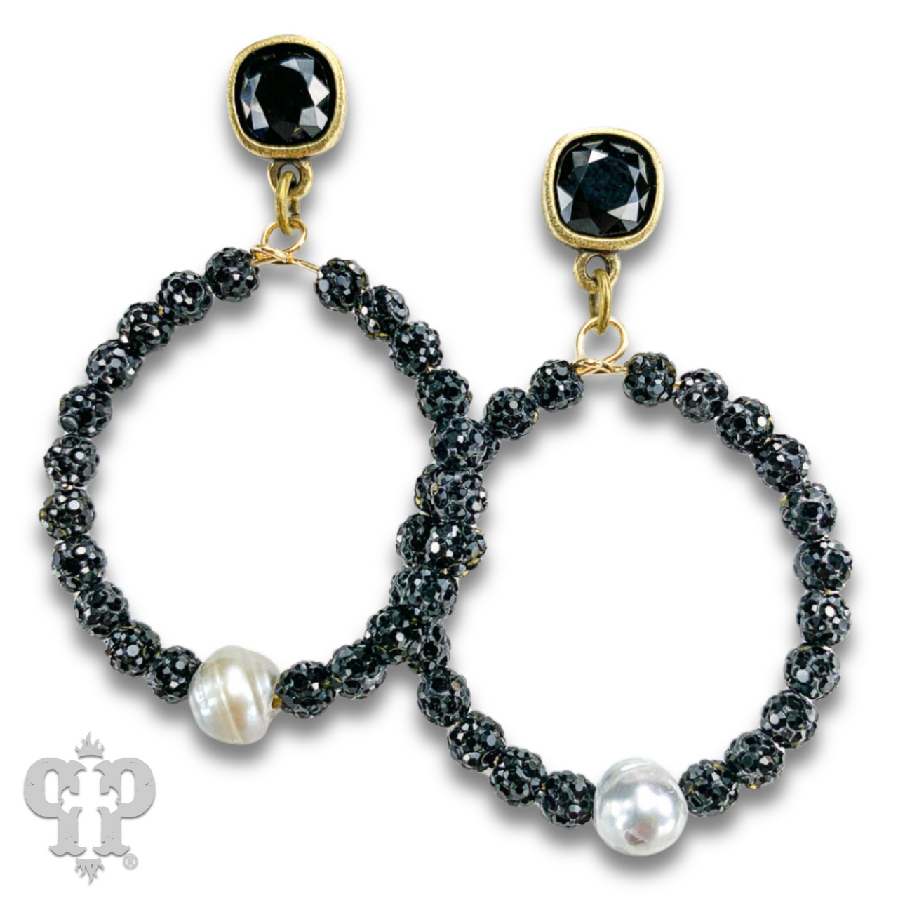 Pave rhinestone bead earring, Austrian crystal