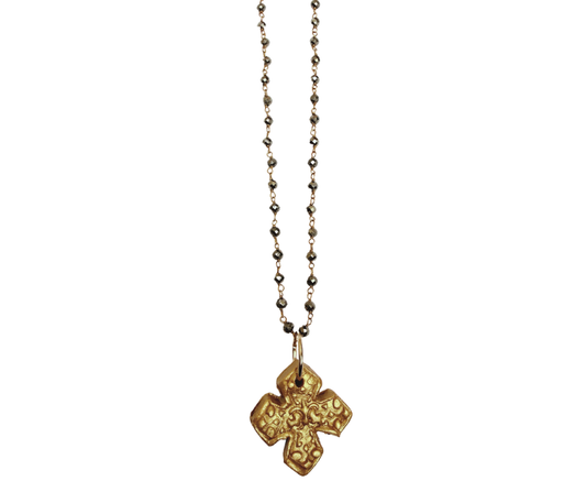 HT1 Hidden Truth Gold with Gray Crystal Chain with Kait Cross