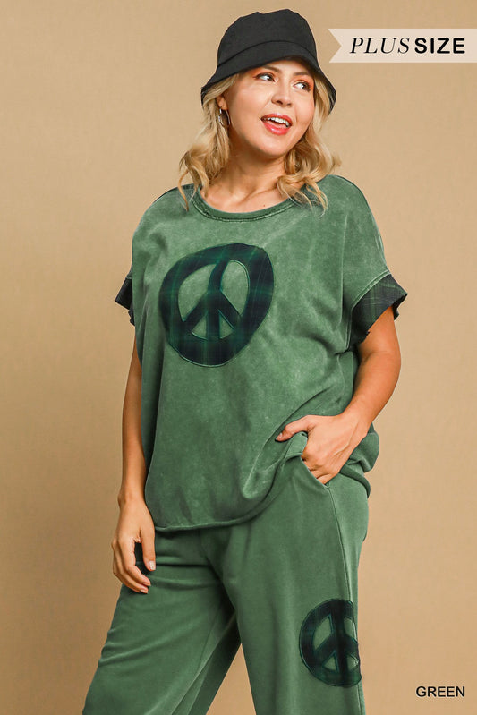 U14 Umgee Green Peace Mineral Washed Top and Pants Set