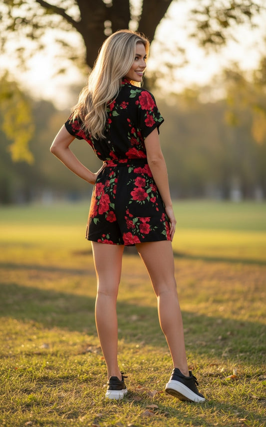 Midnight Bloom Floral Romper Plus Size