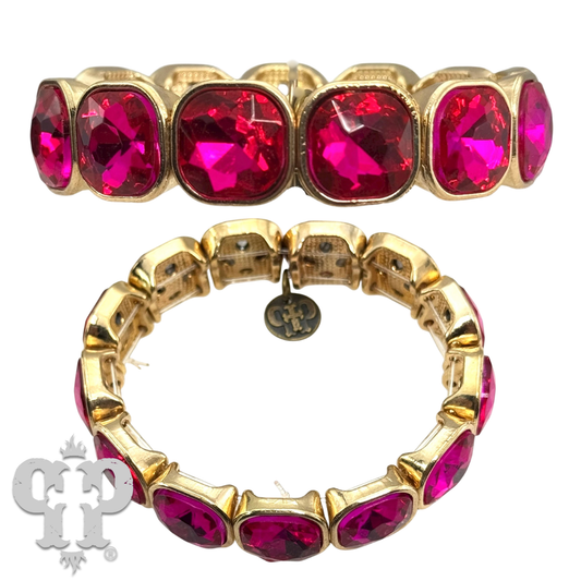 Pink Panache Brands - Radiant Emerald-Cut Crystal Stretch Bracelet