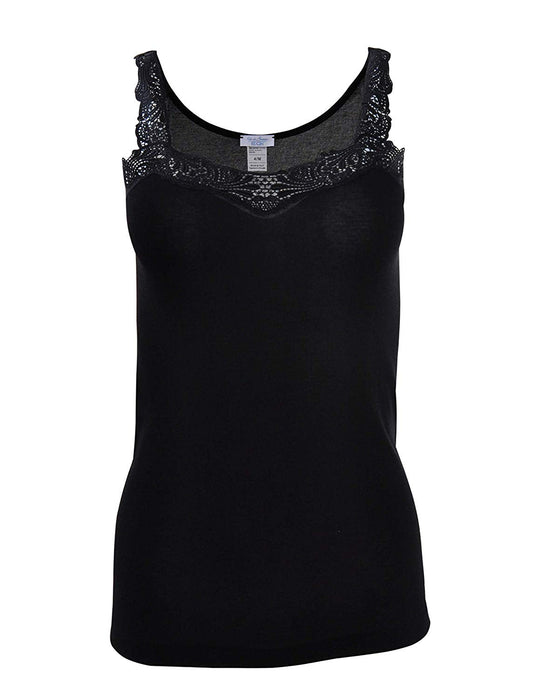 EGi Luxury 100% Filo di Scozia Cotton with Macramé Lace Women's Top S - XXL Made in Italy