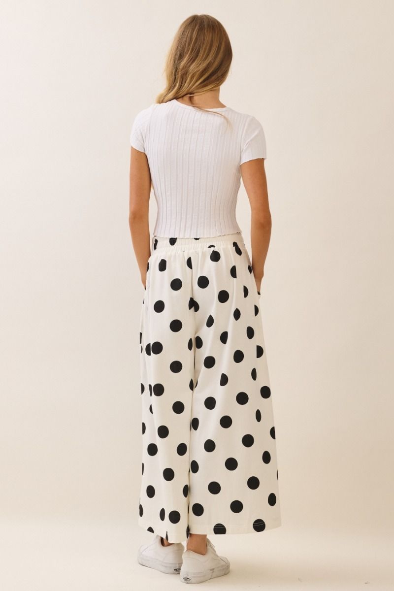 Oddi Plus Polka Dot Wide Leg Pull-On Pants