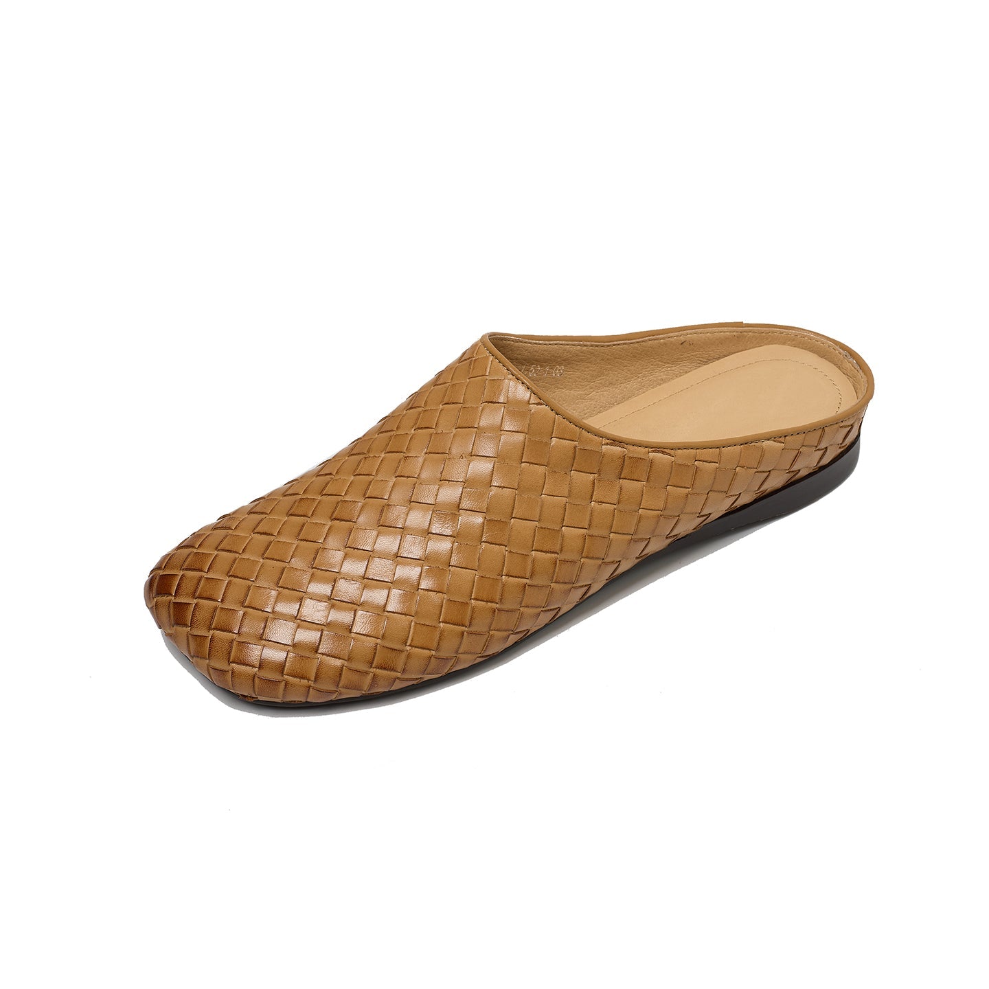 Women's Handwoven Cowhide Mules | Square Toe Slip-On Leather Slides