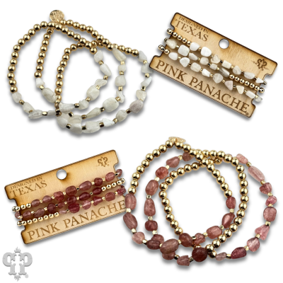 Quartz bead bracelet stack