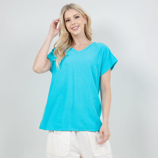 Carla 100% Cotton Gauze Top in OSFM Sale