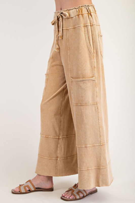 E35 Easel Mineral Washed Camel Terry Pants Plus