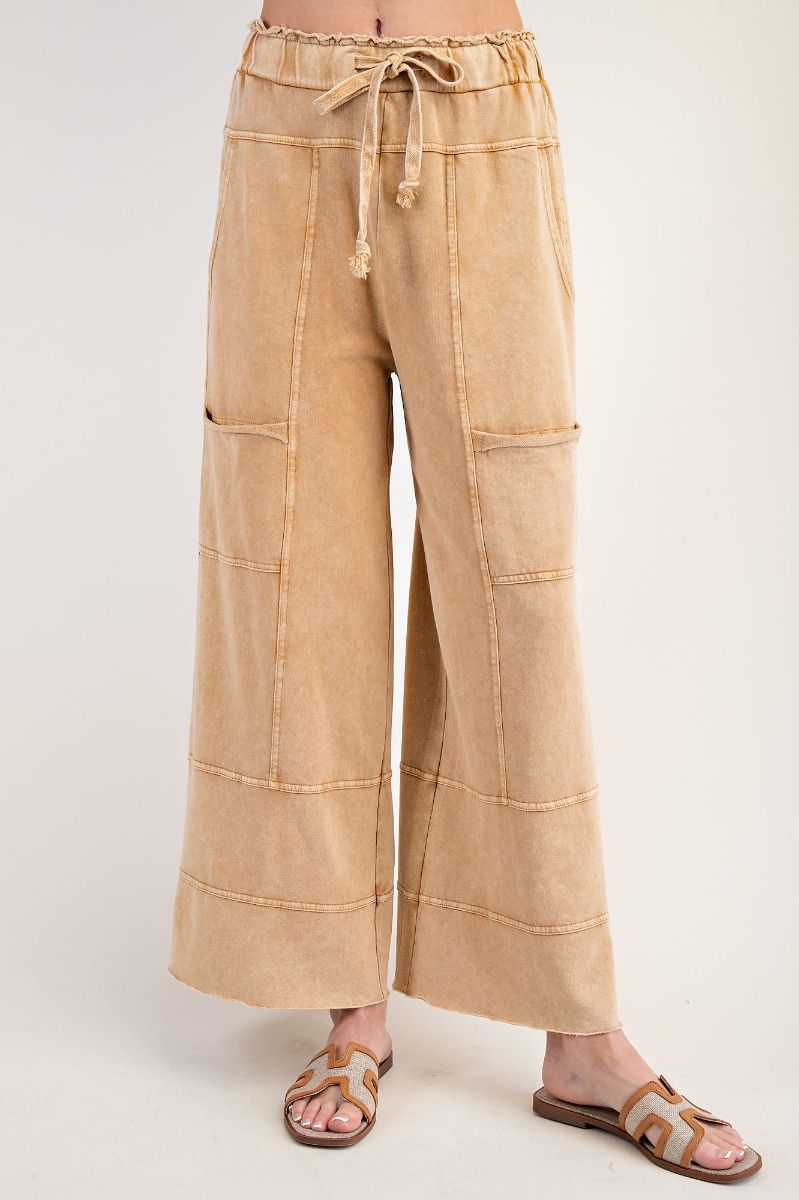 E35 Easel Mineral Washed Camel Terry Pants Plus