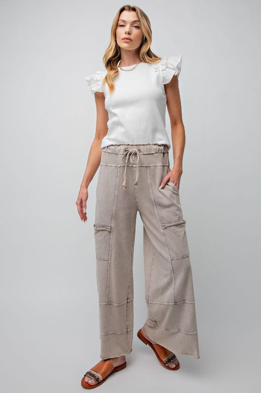 E4 Easel Mineral Washed Mushroom Terry Pants Regular and Plus