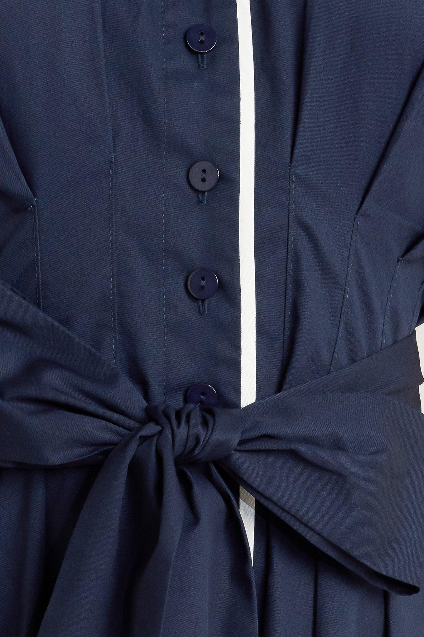 CATCH YOU LATER NAVY WOVEN MIDI DRESS