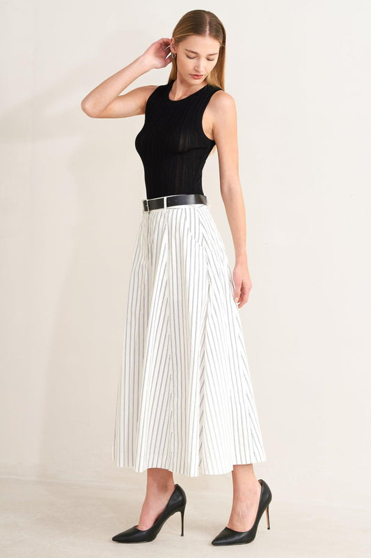UPTOWN STRIPE WOVEN MDI CIRCLE SKIRT