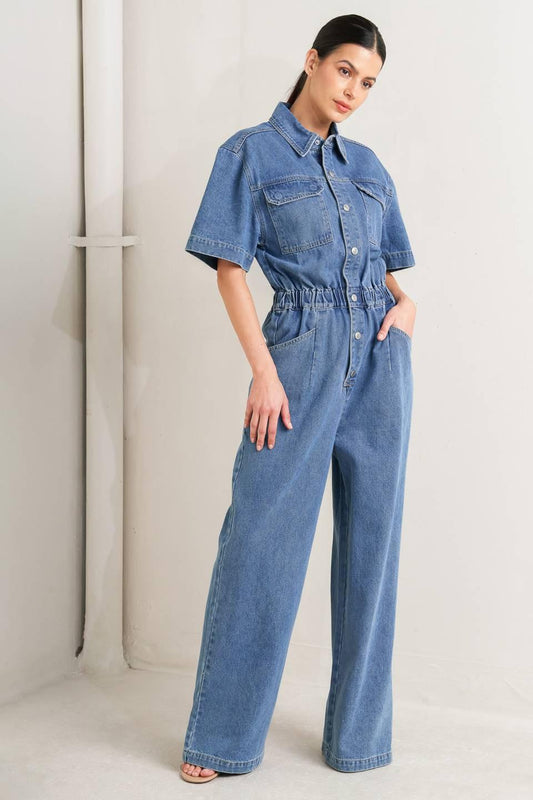 RELAX UTILITY DENIM JUMPSUIT