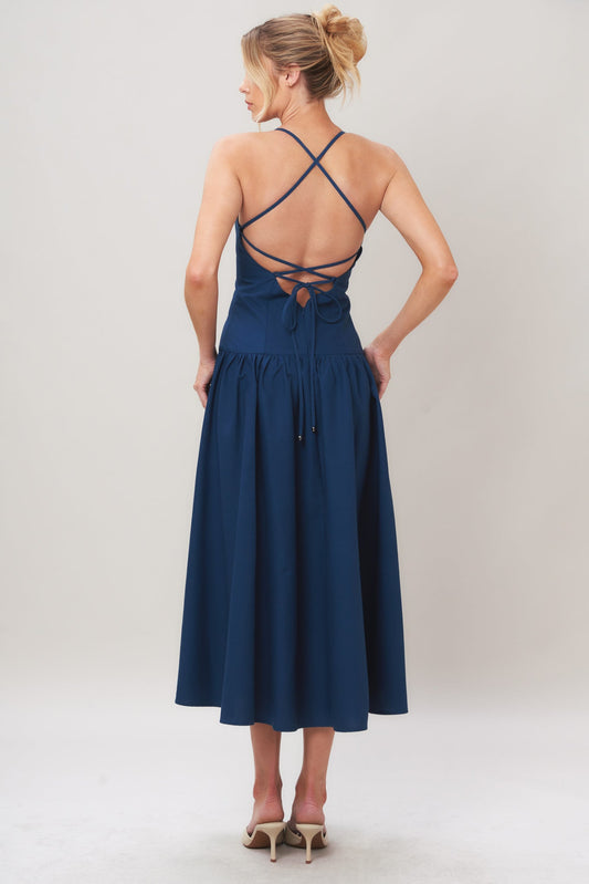 REFINED FLOW WOVEN MIDI DRESS