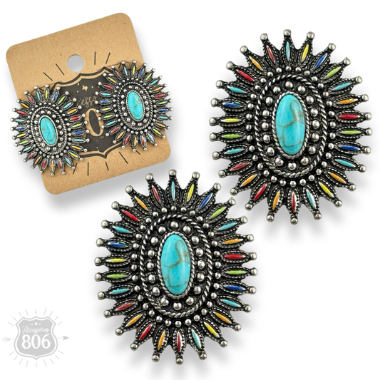 Southwest oval post earring - LC
