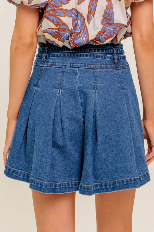 DREAMMIST MEDIUM INDIGO DENIM SKORT