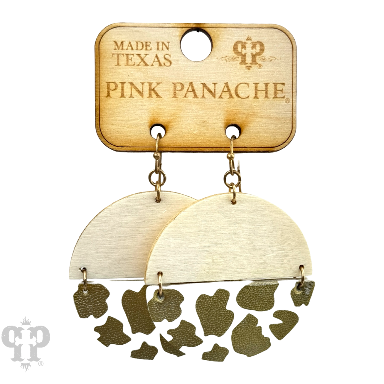 Wood circle, animal print earring, last call