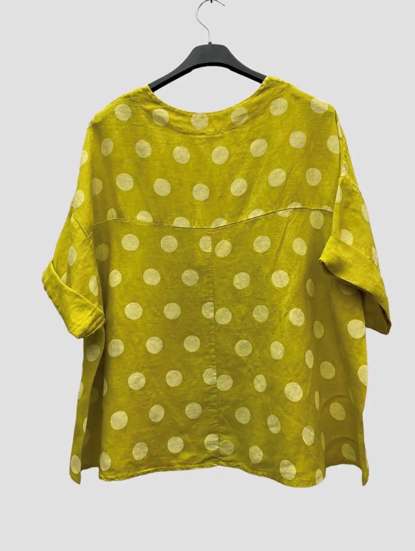 Italian Sunshine Linen Polka Dot Top
