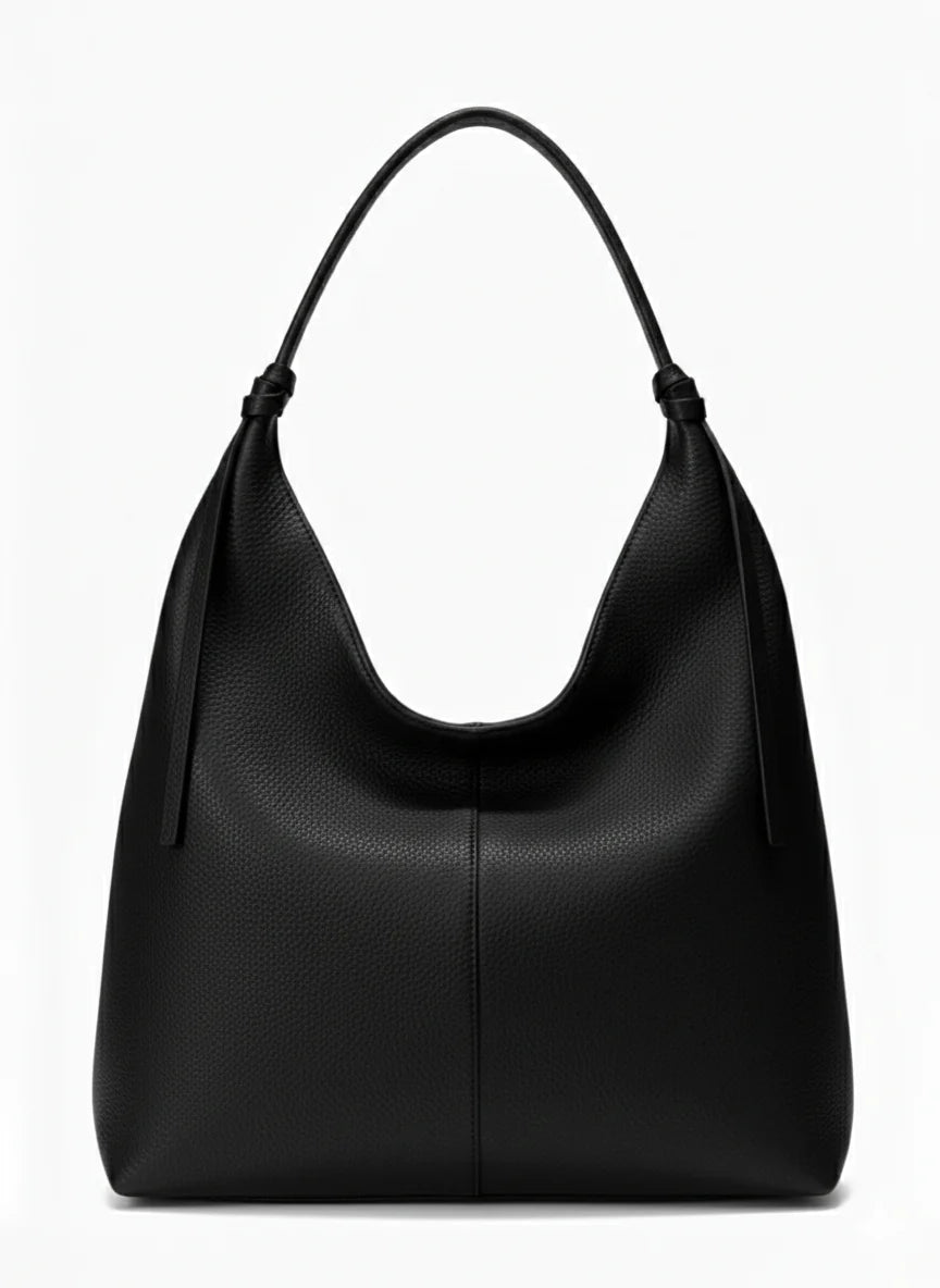 Italian Oversized Pebbled Leather Shopper Hobo (Sample in Black)