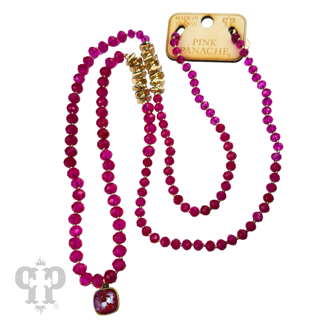 Faceted crystal long necklace with Austrian crystal pendant - LC