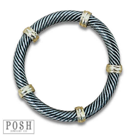 Cable wire stretch bangle bracelet, last call