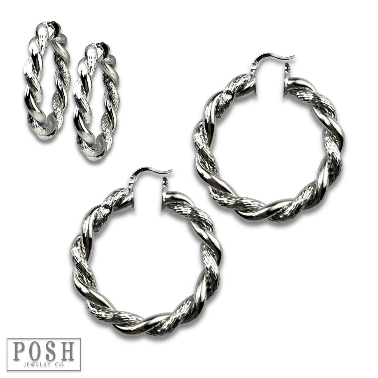 Twisted metal hoop earring - LC