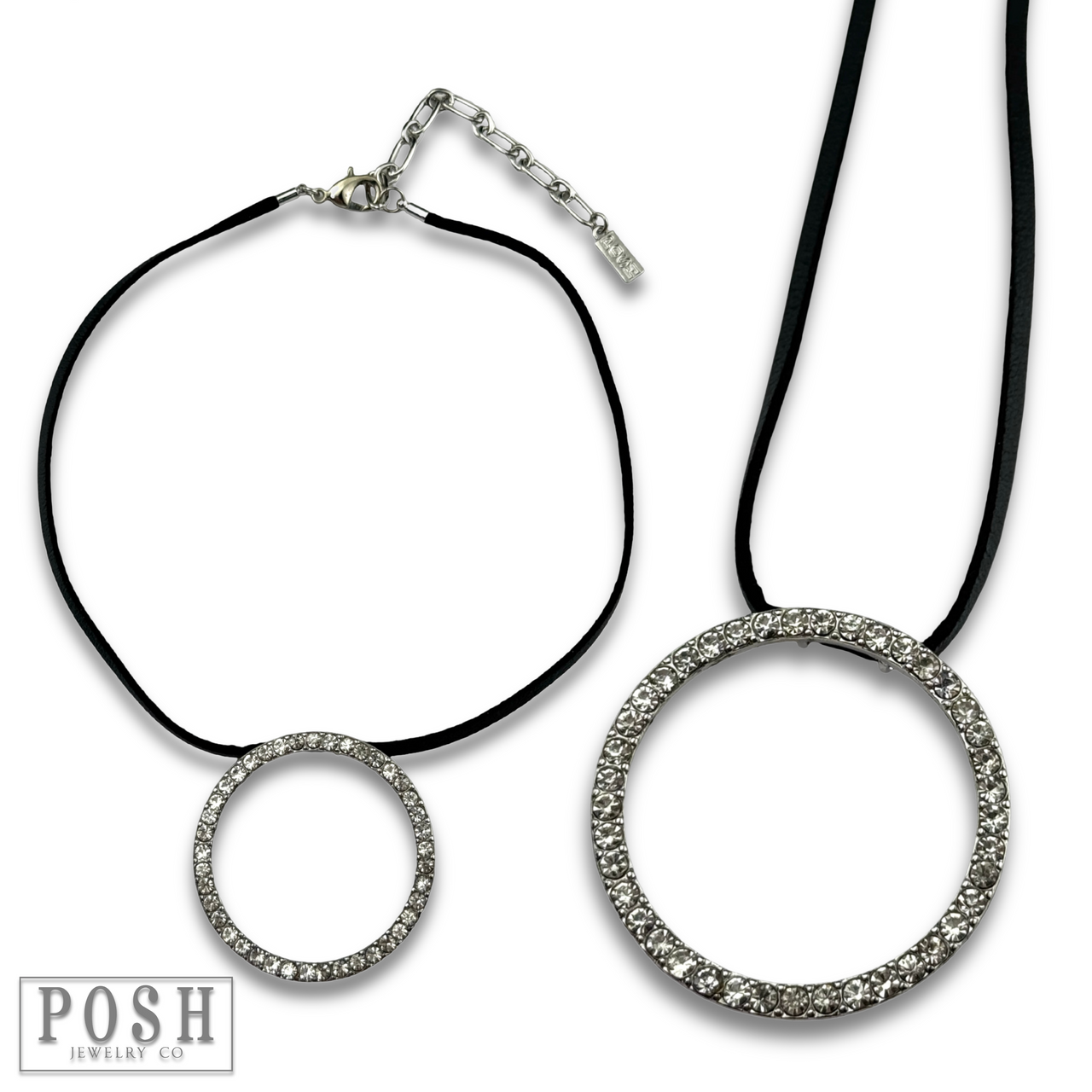 Round rhinestone pendant necklace - LC