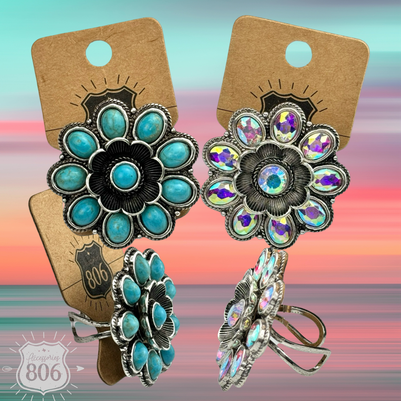 Western flower shape ring