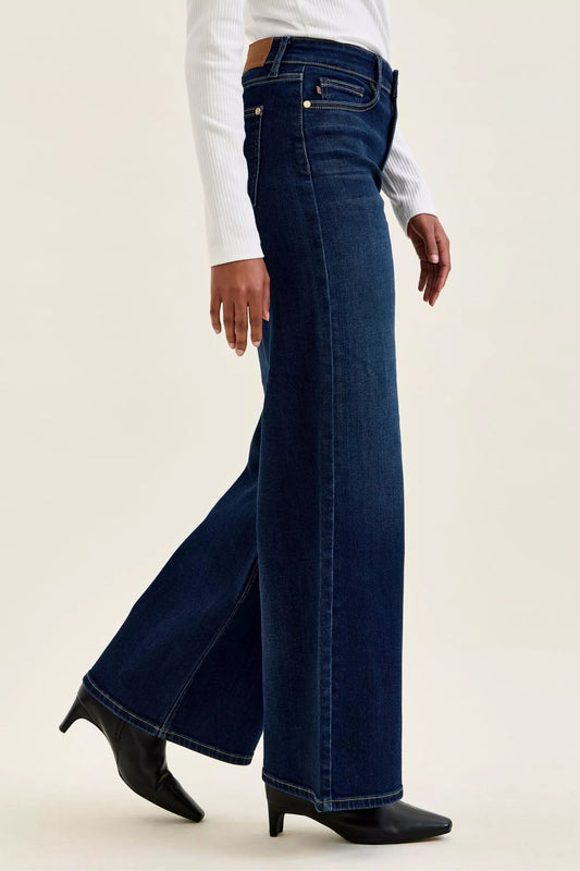 High Waist Wide Leg Dark Wash Jeans by Judy Blue