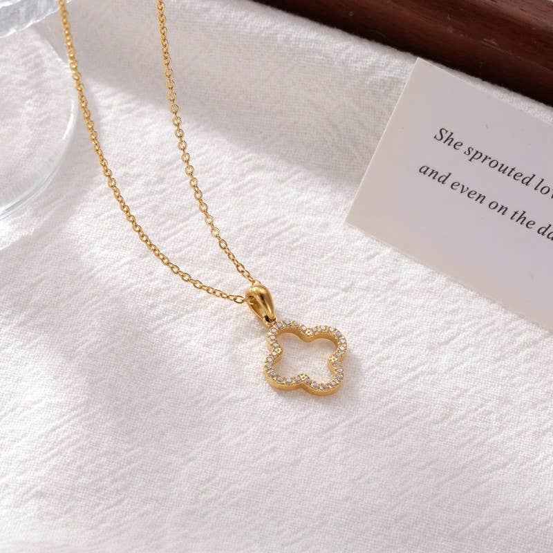 18K Crystal Clover Necklace by Josslyn