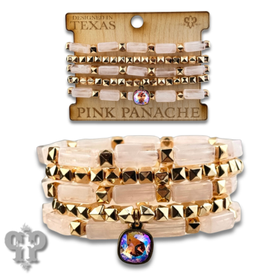 Square tube acrylic bead stacked bracelet, Austrian crystal