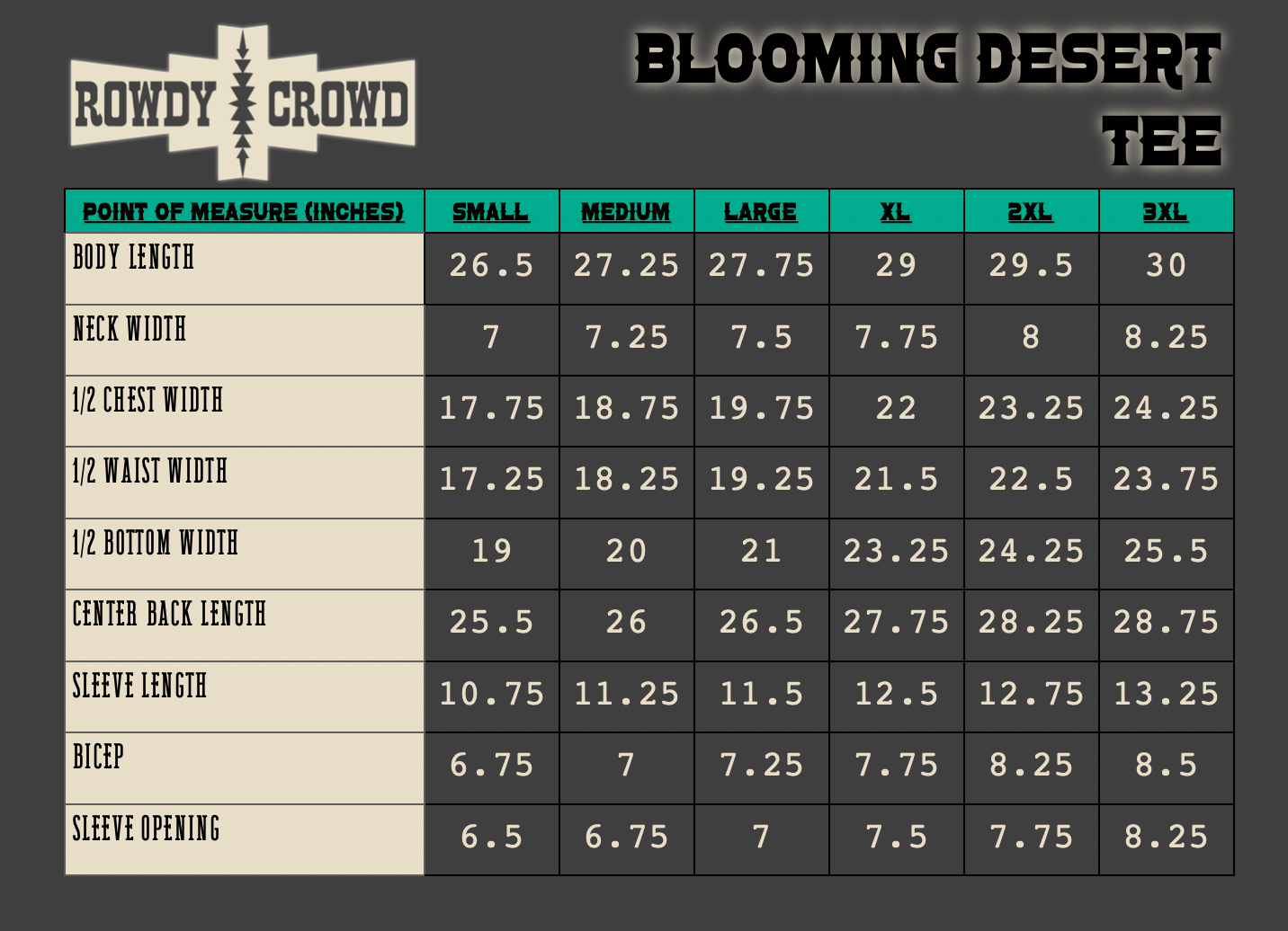 "Blooming Desert" Western Graphic Tee — 95% Polyester Stretch Fit by Rowdy Crowd Clothing