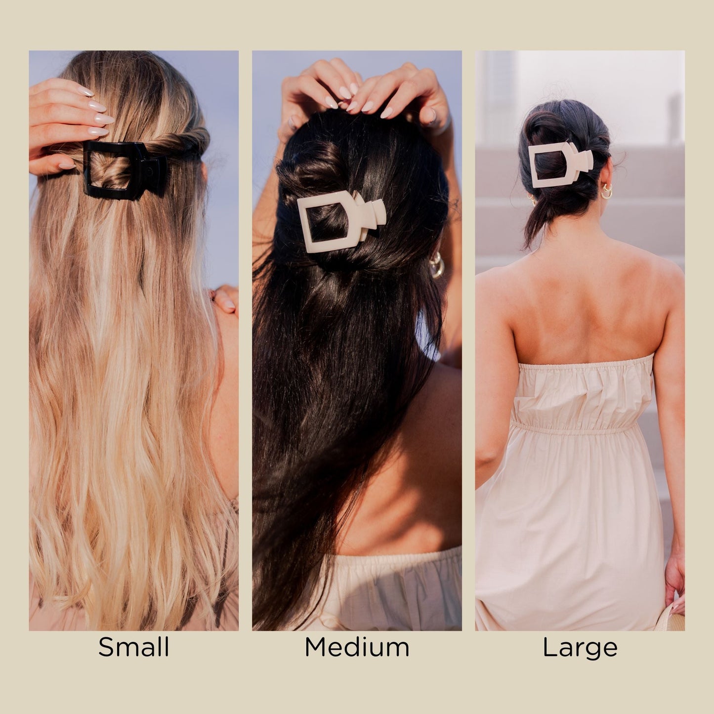 Coconut White Small Flat Square Hair Clip