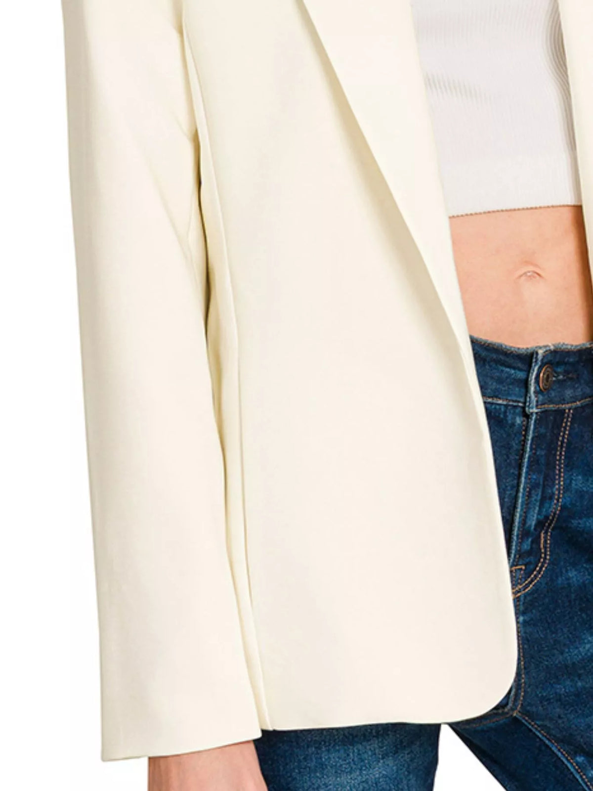 Zenana Woven Long Sleeve Blazer With Lining