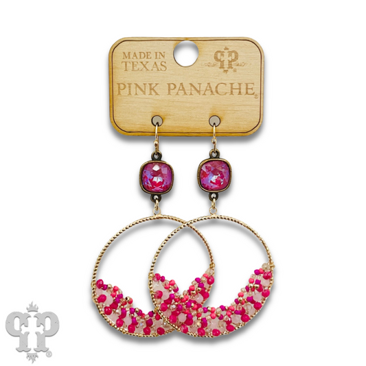 Seed bead cluster earring with Austrian crystal - LC