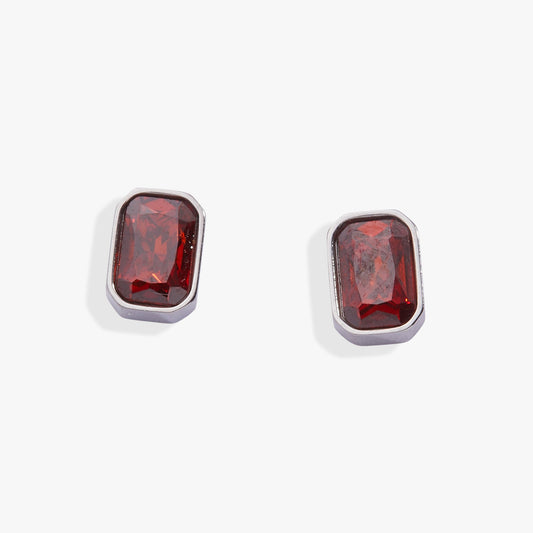January Emerald-Cut Birthstone Stud