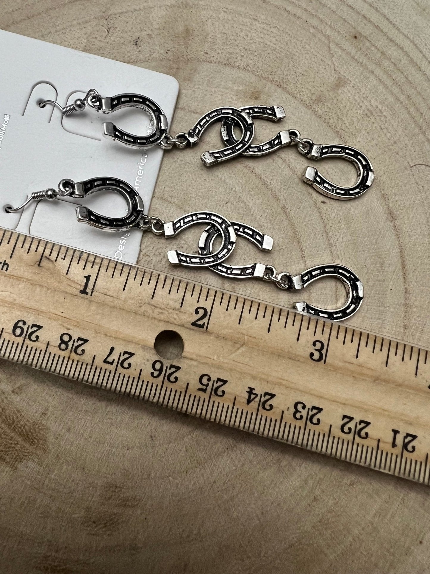 Western Fashion Horseshoe Dangle Earrings — Bold 3½" Statement Drop