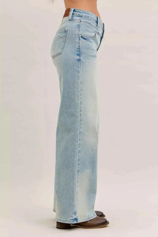 High Waist Column Straight Jeans