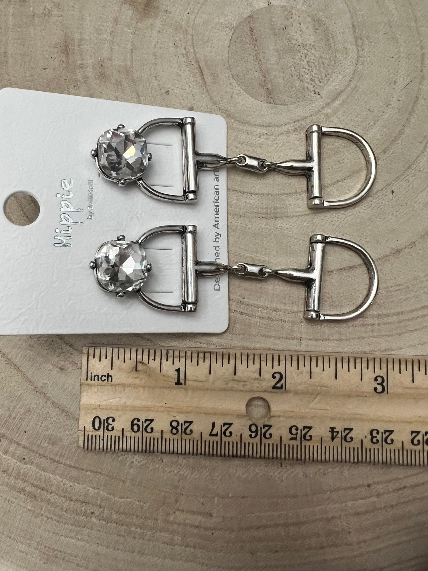 Large Western Horse Bit & Rhinestone Earrings — 3" Statement Drop