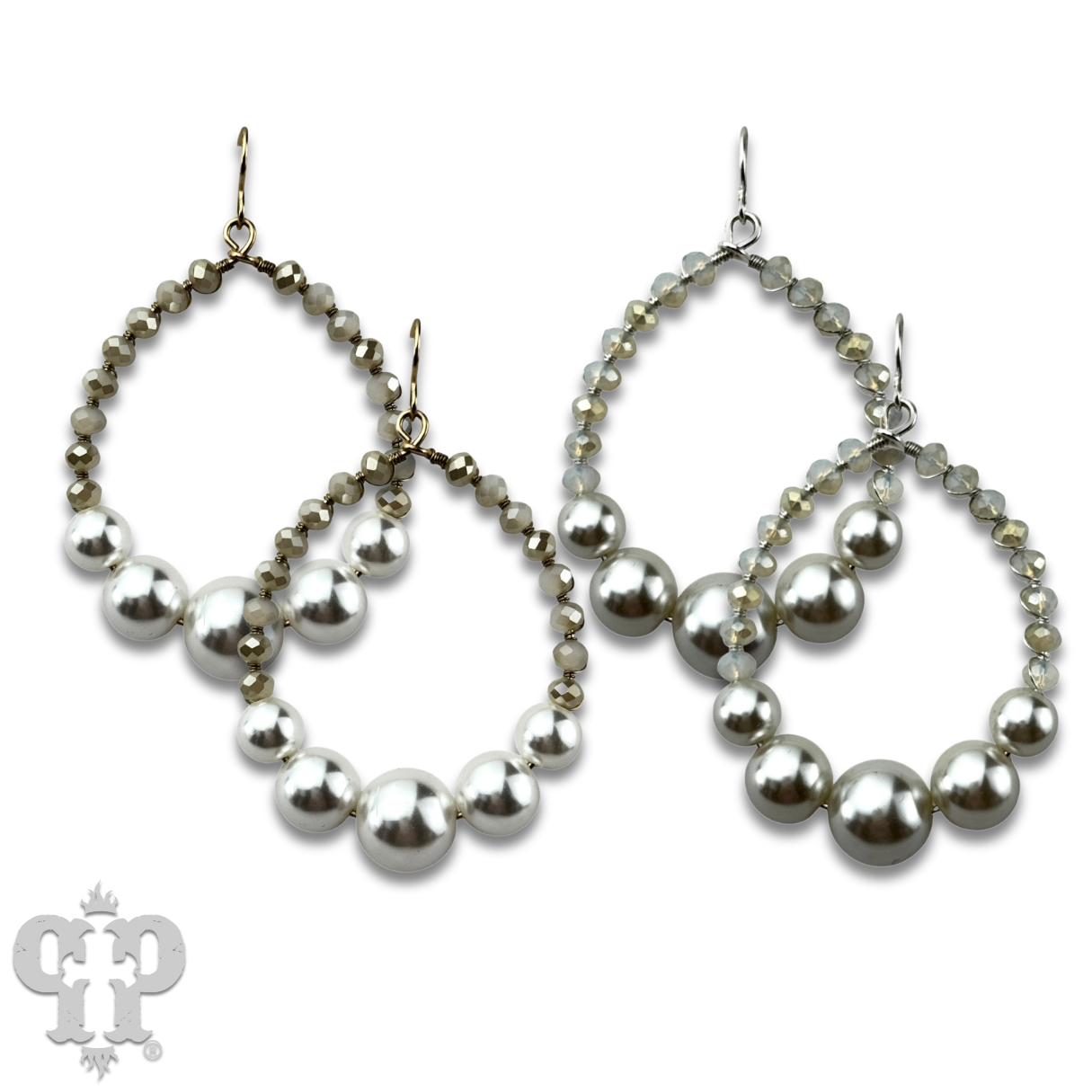 Acrylic pearl bead teardrop earring - LC