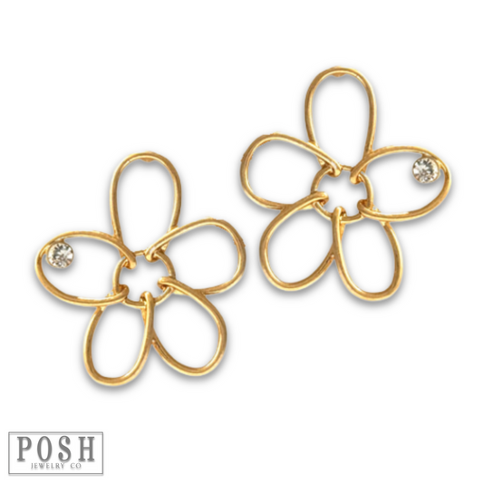 Wire wrapped flower post earring - LC