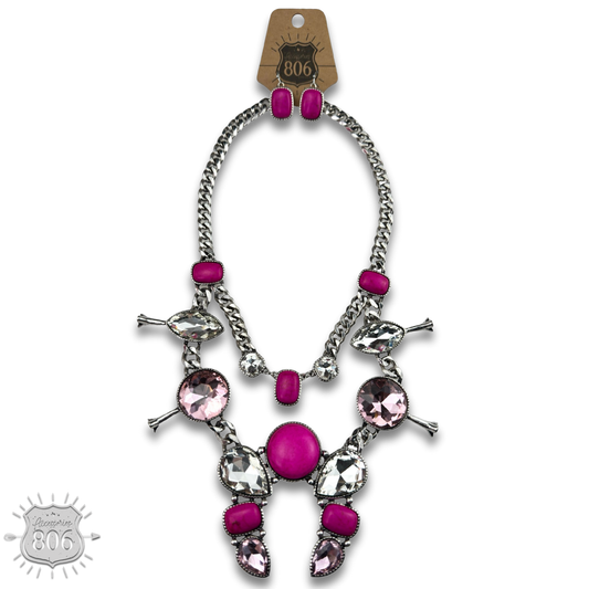 Rhinestone squash blossom necklace set - LC