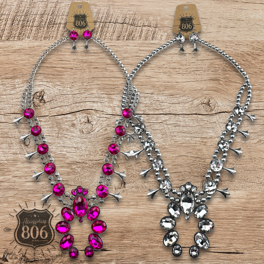Rhinestone squash blossom necklace set - LC