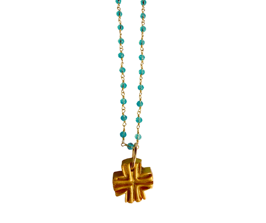 HT1 Hidden Truth Gold with Turquoise Chain with Julia Cross