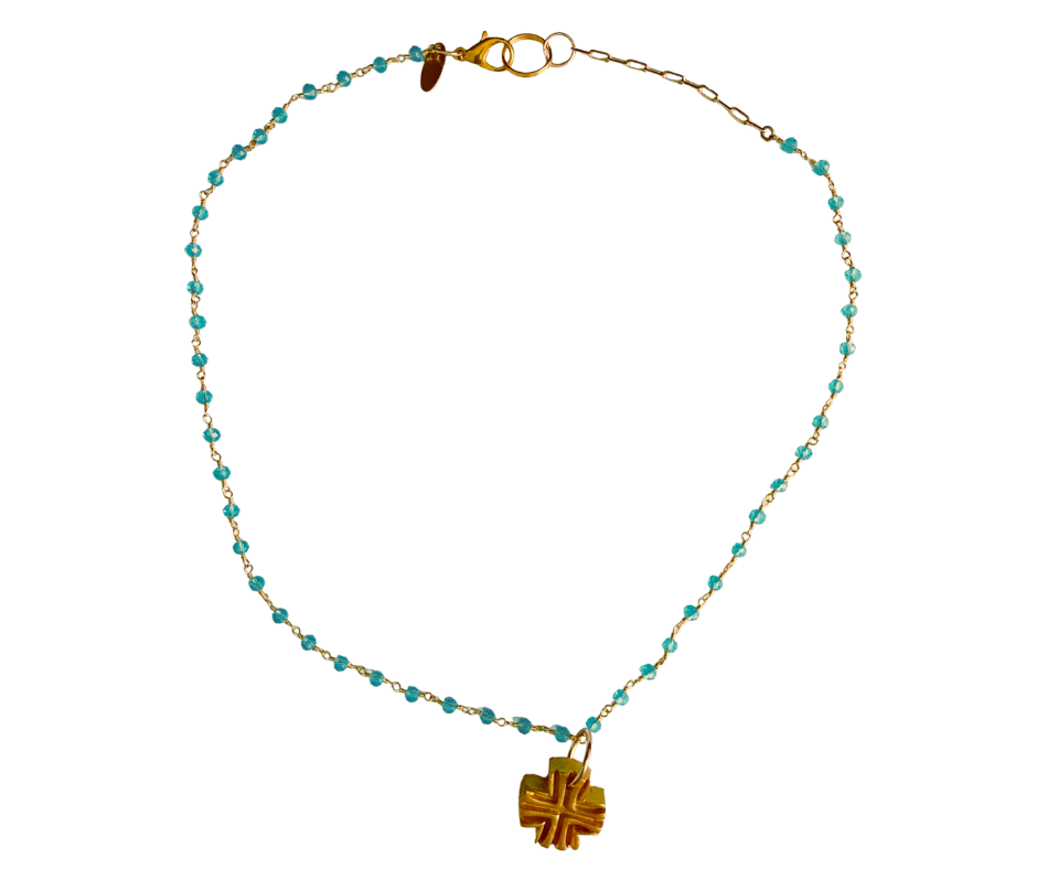 HT1 Hidden Truth Gold with Turquoise Chain with Julia Cross
