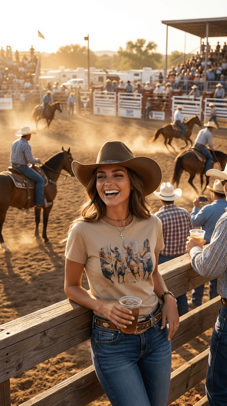 Vintage Bull Rider Rodeo Western Graphic Tee — Unisex Cotton-Poly Grit Statement