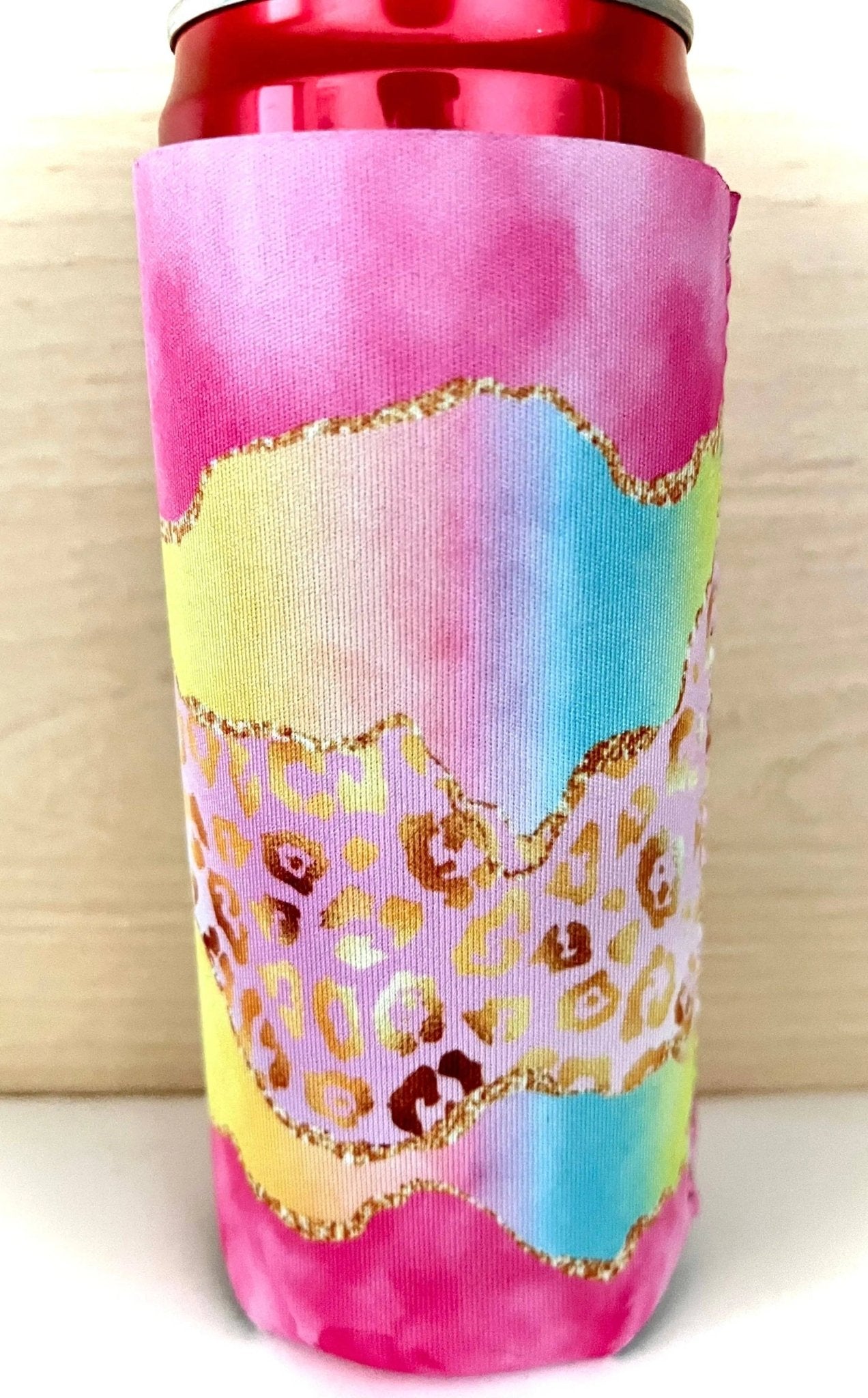 Watercolor Leopard Print Slim 12oz Can Koozie