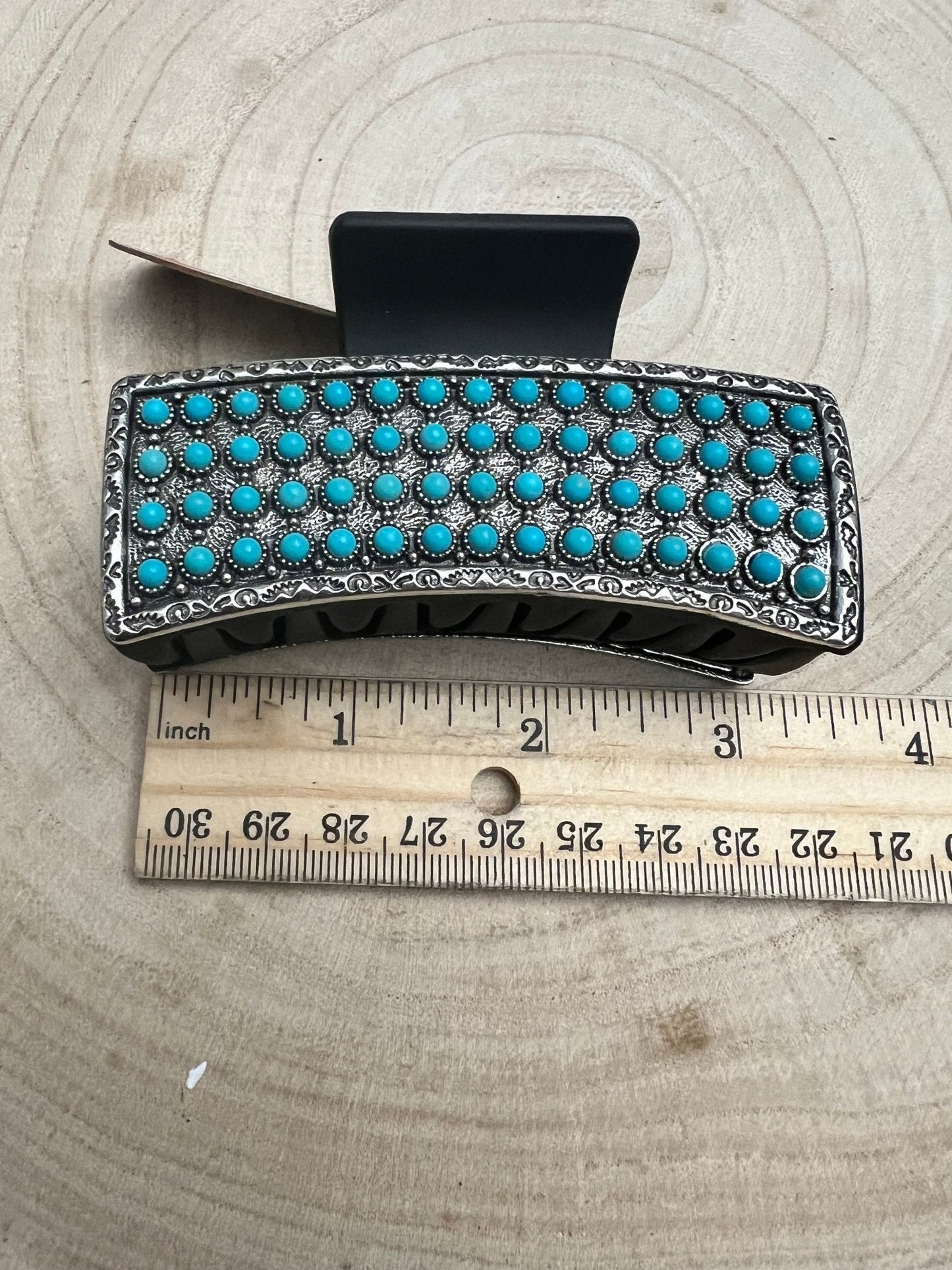 Western Faux Turquoise Cluster Hair Claw Clip — 3" Southwestern Statement