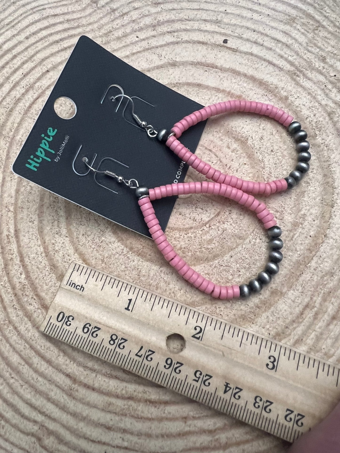 Western Teardrop Earrings with Pink Stones — 2½" Drop Southwestern Statement